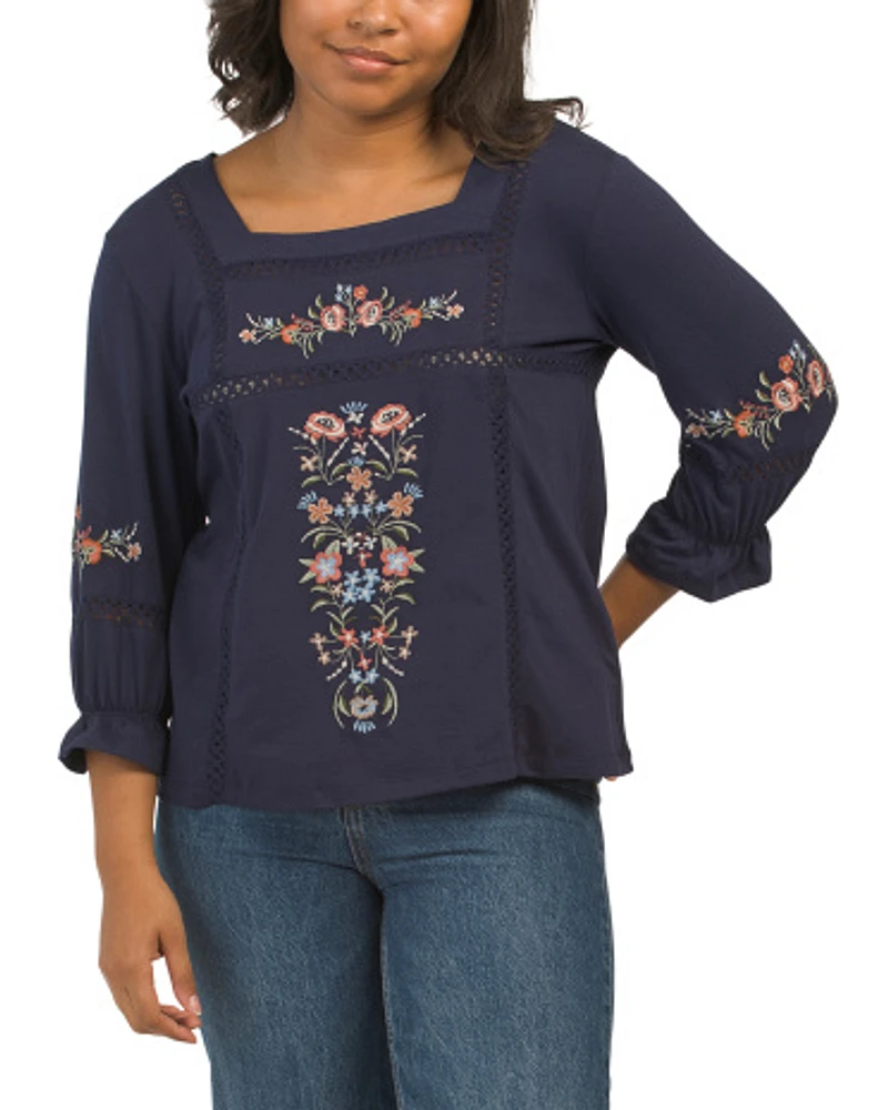 Floral Embroidered Top For Women