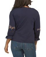 Floral Embroidered Top For Women