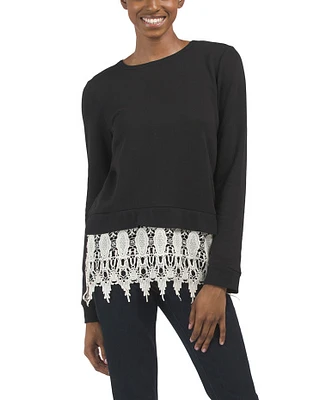 Long Sleeve Top With Crochet Hem For Women