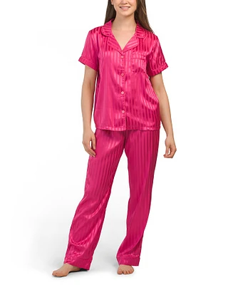 Bizzy Satin Striped Pajama Set For Women