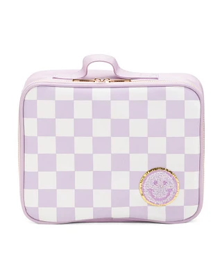 Nylon Checkered Smiley Patch Lunchbox For Boy