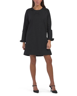 Bow Poplin Shirt Dress For Women