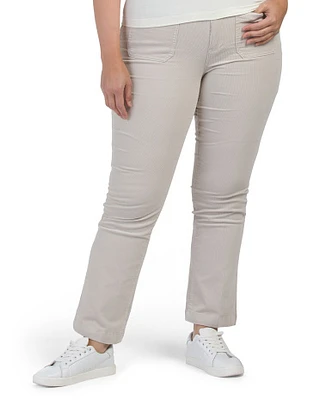 High Waisted Corduroy Patch Pocket Bootcut Pants For Women