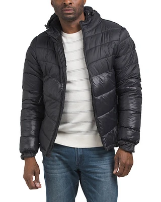 Sherpa Lined Quilted Puffer Jacket For Men