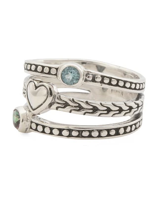 Sterling Silver Triple Row Ring