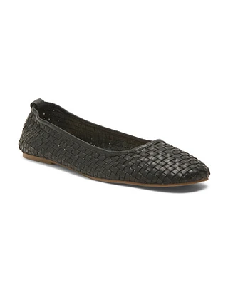 Leather Woven Ballerina Flats For Women