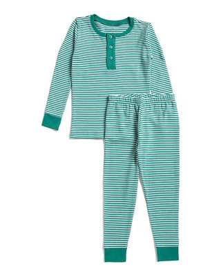 Kids Pima Cotton Snug Fit Striped Pajama Set For Boy