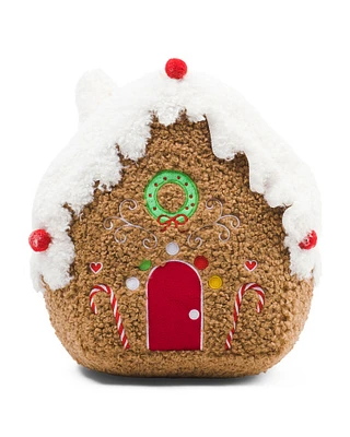 13In Teddy Christmas House Plush Cushion