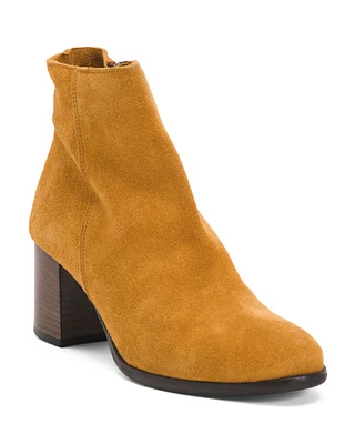 Suede Block Heel Booties For Women