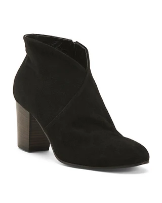 Suede Heeled Booties For Women