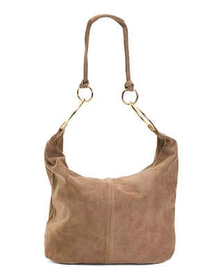 Suede Hobo With Rings