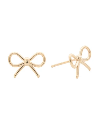 14K Gold Bow Stud Earrings For Women