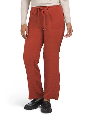 Tie Front Patch Pocket Soft Pants For Women