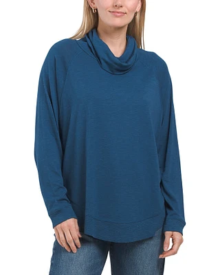 Ribbed Trim Dolman Sleeve Turtleneck Sweater