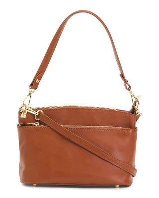 Leather Triple Compartment Crossbody