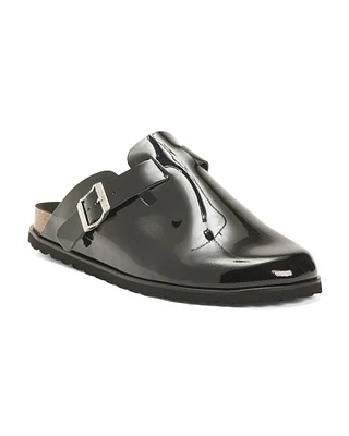 Patent Leather Bling Buckle Clogs For Women