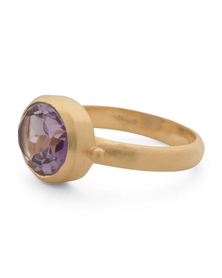 18K Gold Plated Sterling Silver Amethyst Ring