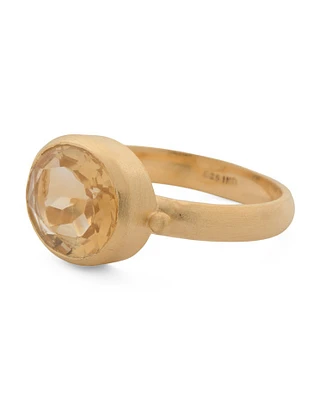 18K Gold Plated Sterling Silver Citrine Ring