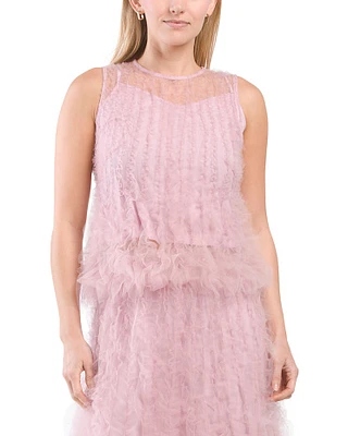 Textured Tulle Sleeveless Top For Women