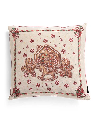 20X20 Christmas Gingerbread House Tapestry Pillow