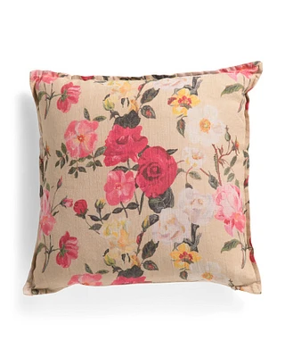 20X20 Linen Blend Printed Toile Pillow