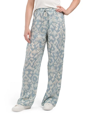 Printed Smocked Waist Tie Pants For Women