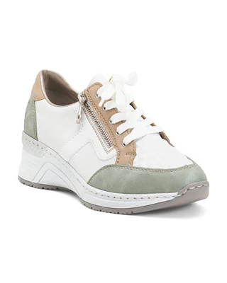 Leather Kitty Hidden Wedge Comfort Sneakers For Women