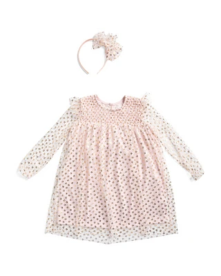 Toddler Girls Smocked Mesh Yoke Dress