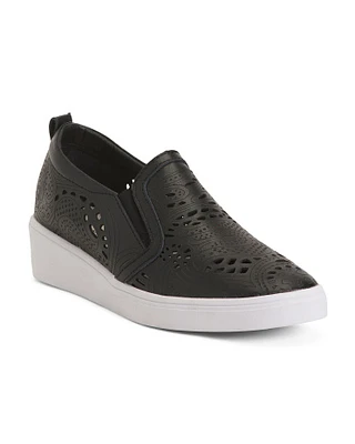 Leather Laser Cut Comfort Sneakers For Women