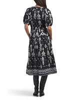 Border Print Midi Dress For Women