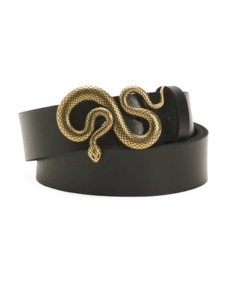 Leather Snake Buckle Belt For Women