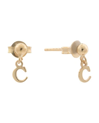 14K Gold Initial Dangle Stud Earrings For Women