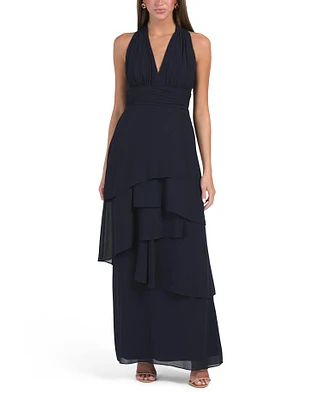 Sleeveless V-Neck Gown For Women