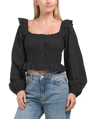 Long Sleeve Ruffle Top For Women