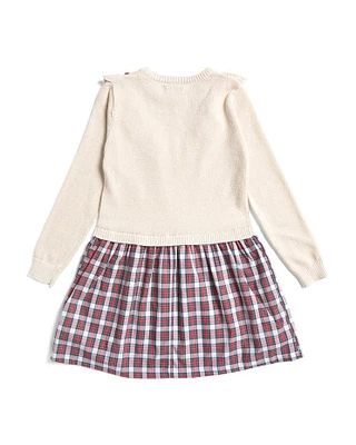 Girls Varsity Ruffle Sweater Dress