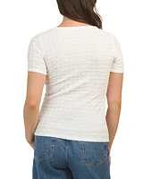 Seersucker Scoop Neck Top For Women