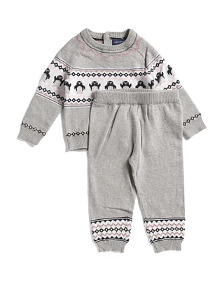 Infant Girls Fair Isle Penguin Sweater Set