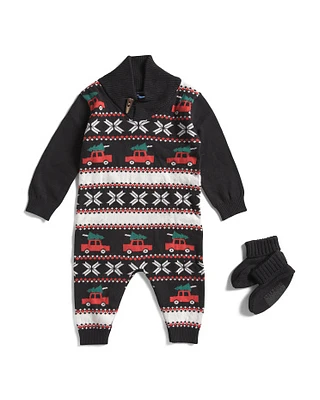 Infant Boys Holiday Jacquard Sweater Romper Set