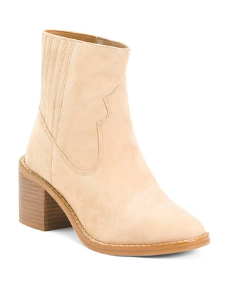 Suede Miley Block Heel Booties For Women