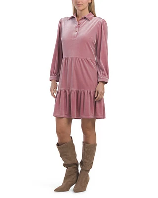 Henley Velvet Mini Dress For Women