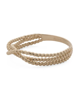 14Kt Gold Beaded Crossover Multi Band Ring For Women