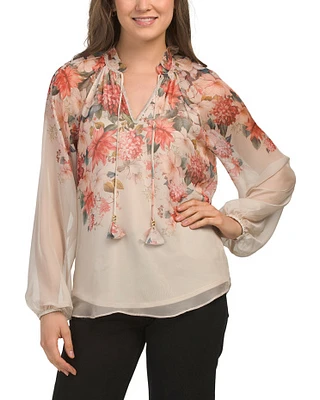 Floral Tassel Blouse For Women