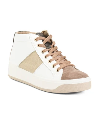 Leather High Top Sneakers For Women