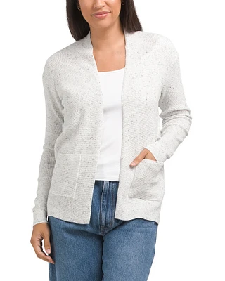 Waffle Knit Open Front Cardigan