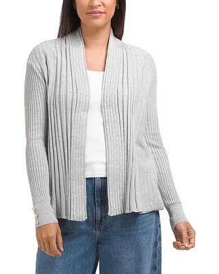 Ribbed Pleat Back Cardigan