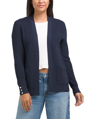 Waffle Stitch Solid Cardigan