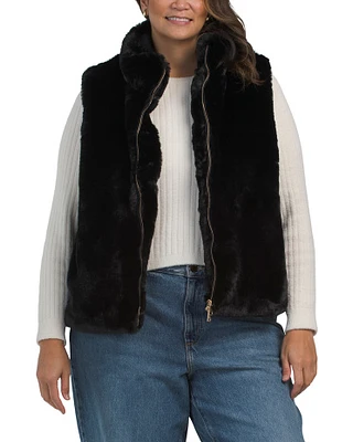 Plus Faux Fur Vest With Puffer Back