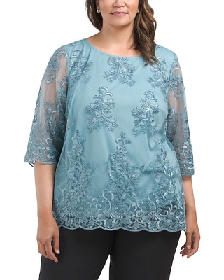 Plus Embroidered Tunic Blouse For Women