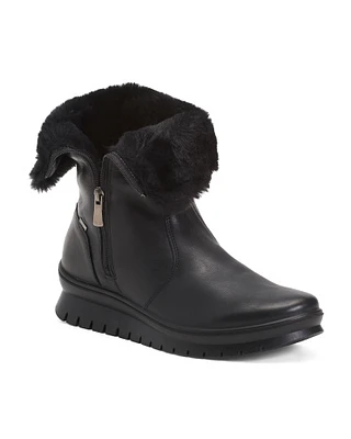 Leather Warm Lining With Lateral Zip Booties For Women