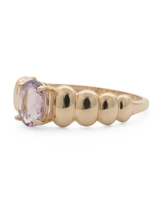 14K Gold Purple Amethyst Oval Ring